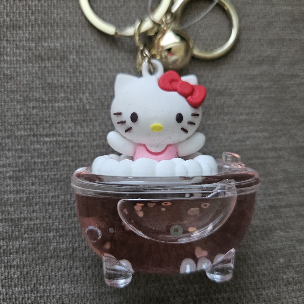 Sanrio Hello Kitty Pink Bubble Bath Keychain With Pink Strap Bag Tag